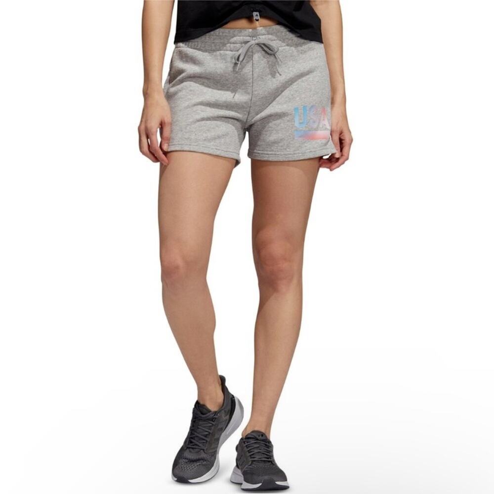 Adidas Womens Americana Elastic Waist Drawstring Athlet‎ Knit Shorts plus Size